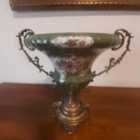 grande vaso francese ceramica e ottone fine 800