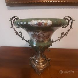 grande vaso francese ceramica e ottone fine 800