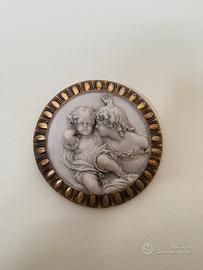Bassorilievo Ceramica Angeli Cherubini cornice oro