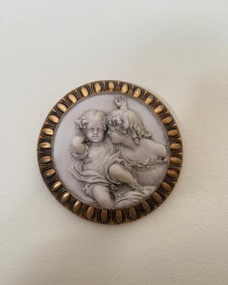 Bassorilievo Ceramica Angeli Cherubini cornice oro