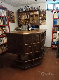 piano bar con sedie noce massello