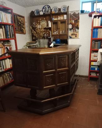 piano bar con sedie noce massello