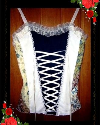 CORPETTO CORSETTO CON LACCI VOLANT TULLE  *NUOVO*