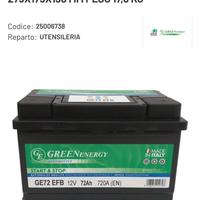 NUOVA BATTERIA 72Ah START E STOP