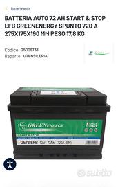 NUOVA BATTERIA 72Ah START E STOP
