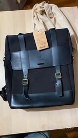 Borsa laterale moto in pelle Ventura e tela Canvas