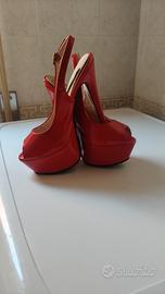 scarpe décolleté donna rosse in vernice con tacchi