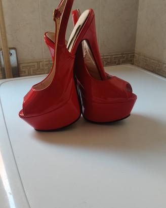 scarpe décolleté donna rosse in vernice con tacchi