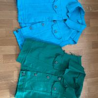 2 gilet di jeans turchese e verde