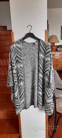 Poncho/Cardigan da donna black & white