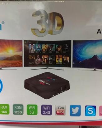Smart tv box andorid 15 8K 8gb-128gb telecomando