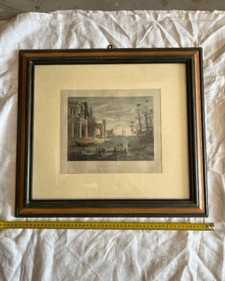 Quadro antico con stampa "Italian Sea Port" da Cla
