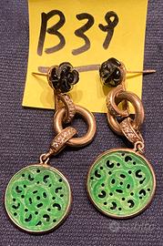 Orecchini Giada Verde ARGENTO 925 Dorato (g.11,29)