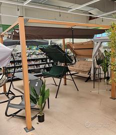 Gazebo Alluminio Effetto Legno Teak 3x3 Telo sc