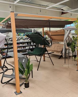 Gazebo Alluminio Effetto Legno Teak 3x3 Telo sc