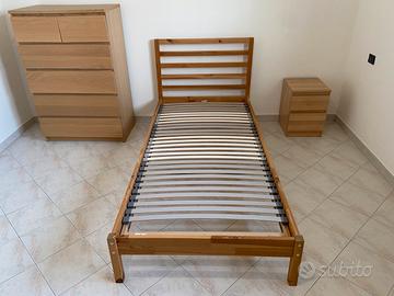 Letto Ikea TARVA+Doghe LONSET+Comodino KULLEN+MALM