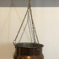Calderone Paiolo Portafiori Con Catena Rame