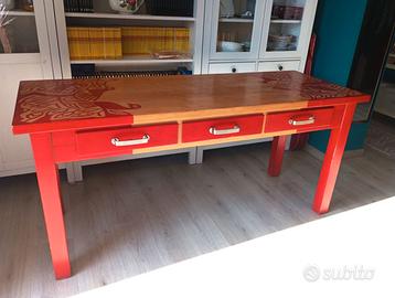 TAVOLO GRANDE IN LEGNO CON 3 CASSETTI