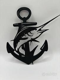 Wall Art Ancora con Pesce Stampa 3D