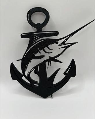 Wall Art Ancora con Pesce Stampa 3D