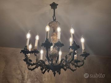 Lampadario in bronzo anni 60 - 12 luci buono stato