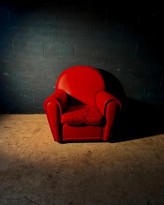 Poltrona Chester Chesterfield in vera pelle rossa