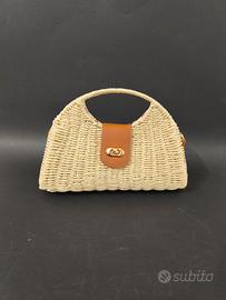 Borsetta da donna intrecciata in Vimini panna 