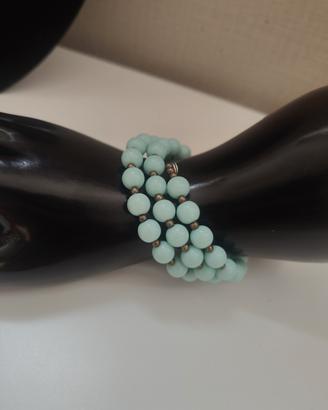 bracciale a molla agata verde mare e dgrrette