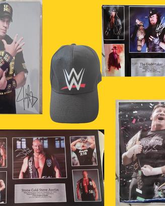 wrestling WWE/WWF - Cappellino 2 tele e 2 poster
