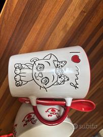 Tazza con gattino/cucchiaio e cuore/cavallino