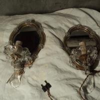 N. 2 Applique una luce  vetro ottone con specchio