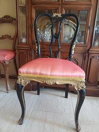 Coppia Sedie in legno laccato XIX secolo