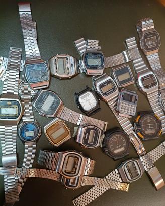 blocco orologi digitali vintage