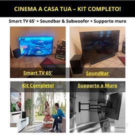 Smart TV 65' + Soundbar & Subwoofer + Supporto mur
