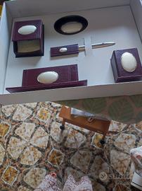 set scrivania pelle argento 
