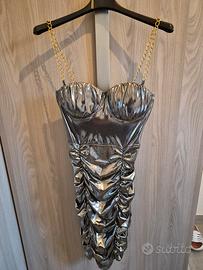 Vestito a bretelle argento 