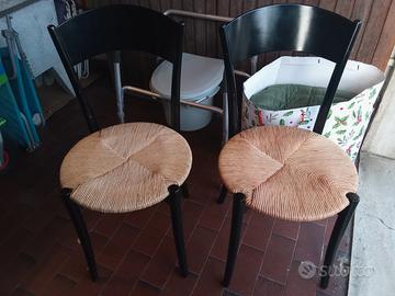 sedie legno con seduta impagliata