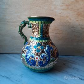 Brocca vaso a mosaico con oro