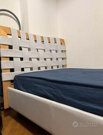 Letto singolo Andromeda in pelle grigio+ Materasso