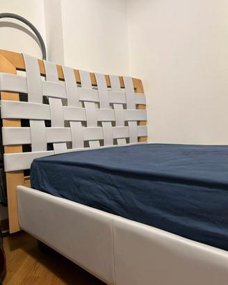 Letto singolo Andromeda in pelle grigio+ Materasso