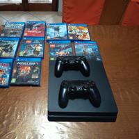 PS4 SLIM  funzionante con 2 controller e 10 dvd