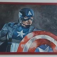 Quadro con Capitan America dipinto a olio firmato.