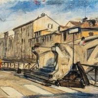 Quadro Veneziano Paesaggio Urbano Ponte sul canale