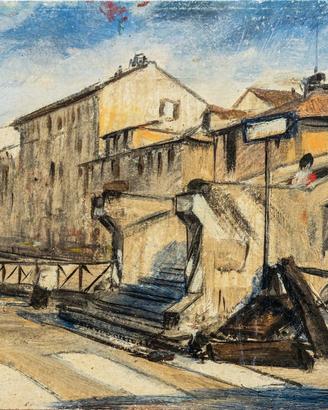Quadro Veneziano Paesaggio Urbano Ponte sul canale