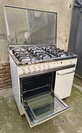 Cucina GAS LOFRA Inox Bianca 5 Fuochi Forno Acciai