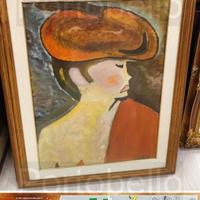 Codice: 8324 QUADRO OLIO SU TELA DONNA CON IL CAP