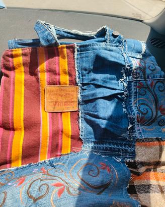 zaino/borsa con tracolla jeans vintage