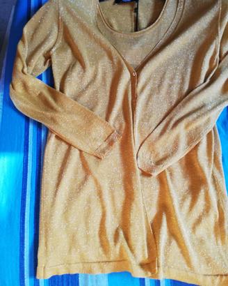 Top e cardigan dorati Compagnia Italiana tg. S