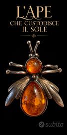 Vintage pendente spilla argento ambra ape