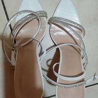 tacchi a spillo argento e bianchi 